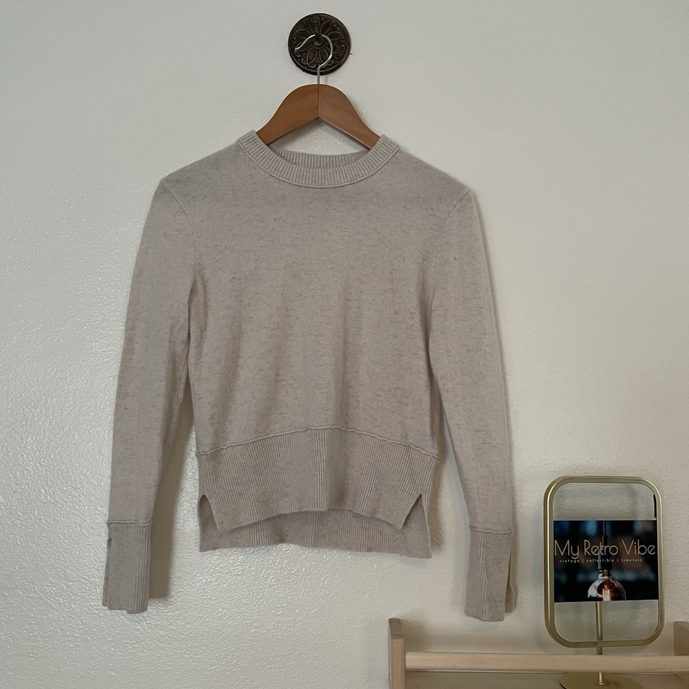 Club Monaco Off‎ White Recycled Cashmere Pullover Sweater Size XS